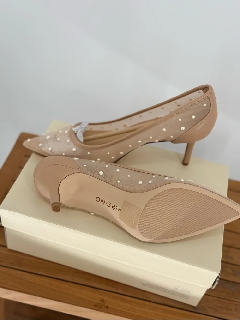 NEW Nine West Blush Pearl-Studded Pointed Toe Flats SIZE 8